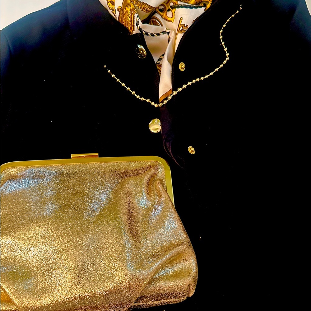 J Crew gold leather evening bag . NWOT